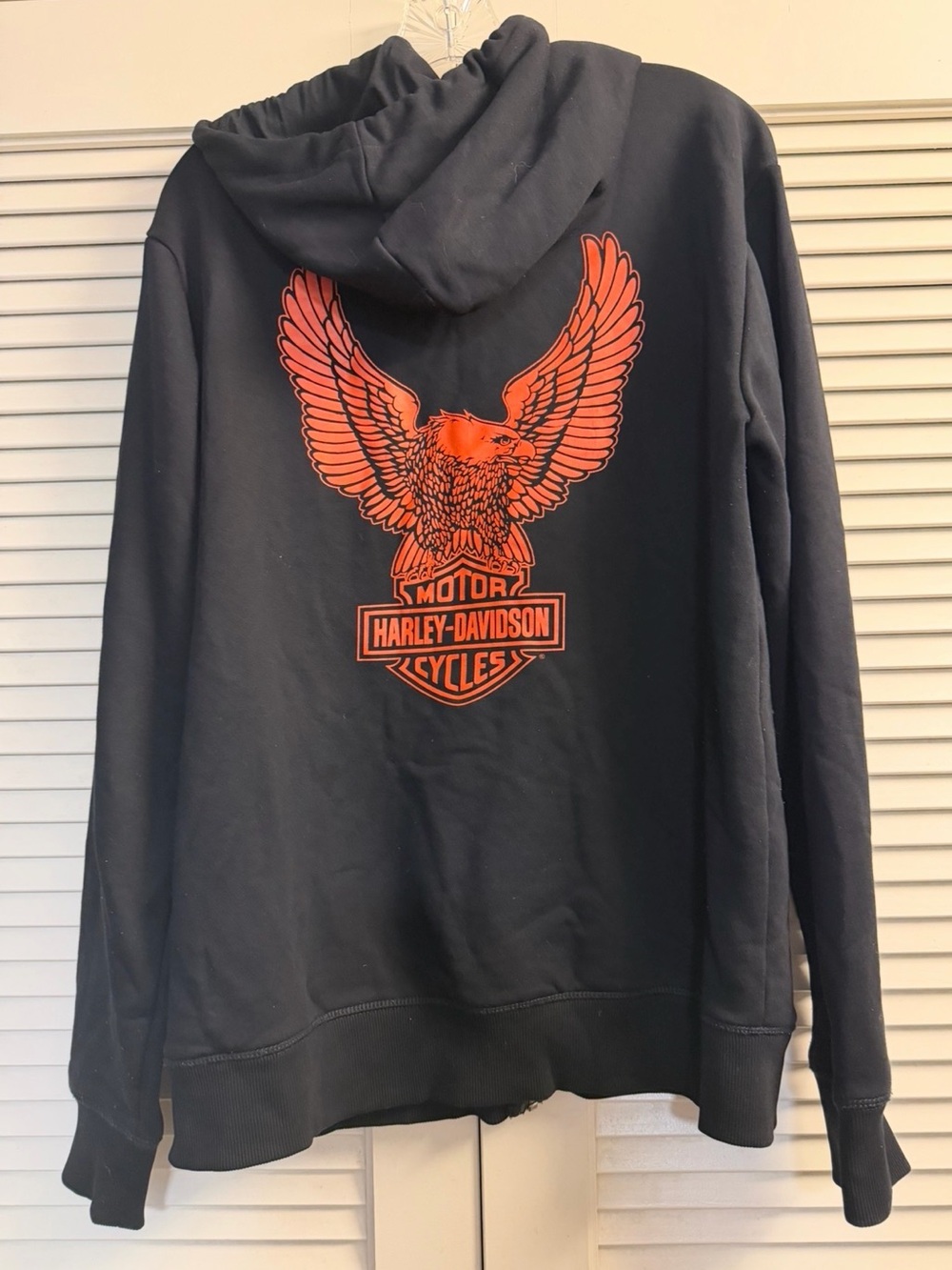 Harley-Davidson Men's Black zip up Hoodie with Orange Eagle size M